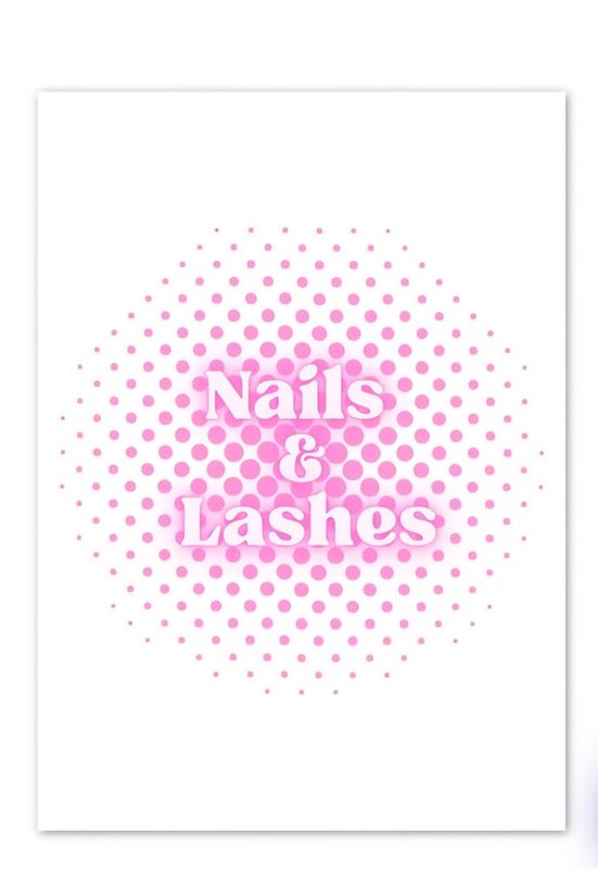 Beauty Salong - Nails and Lashes - Bilde trykket på aliminium