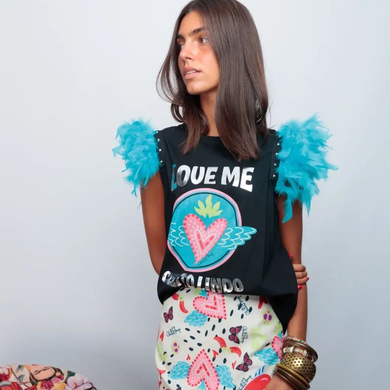 LoveMe Cielito T-skjorte med fjær