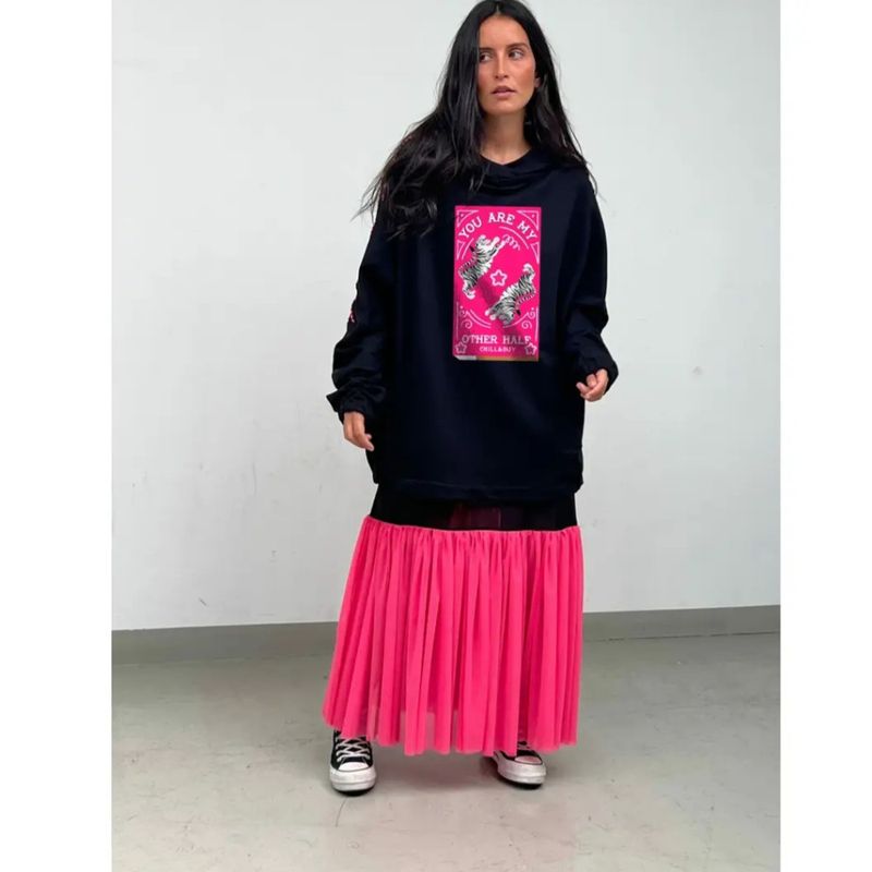 Oversized Sweatshirt med print foran